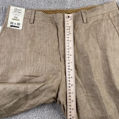 Baird McNutt Pants Mens 32x30 Tan Murano Linen Zac Classic Cuffed Trouser NEW - Picture 7 of 13