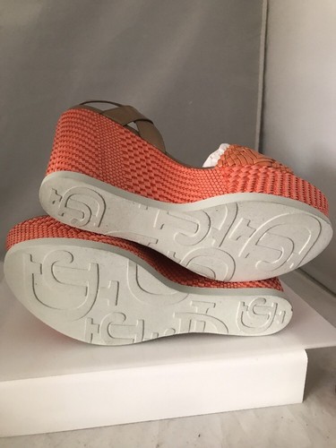 New Joan & David Daidona Light Orange & Tan Leather Wedges Womens Shoes Sz 10 - Picture 5 of 6