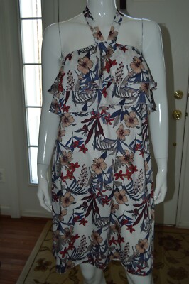 Womens SOFI White Floral Ruffled Halter Sundress Size M