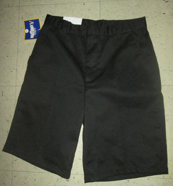 A+ School Uniform Flat Front Khaki SHORTS Pants BLACK UNISEX BOYS GIRLS
