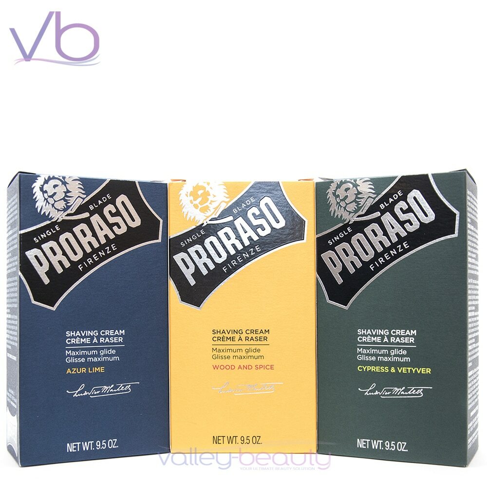 PRORASO Single Blade Shaving Cream Azur Lime, Wood Spice, Cypress