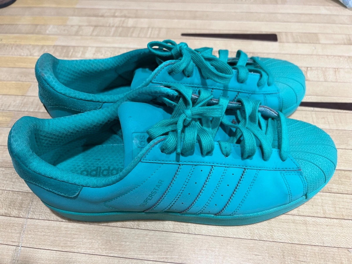 Men s Adidas bluish green Superstar shoes size 10