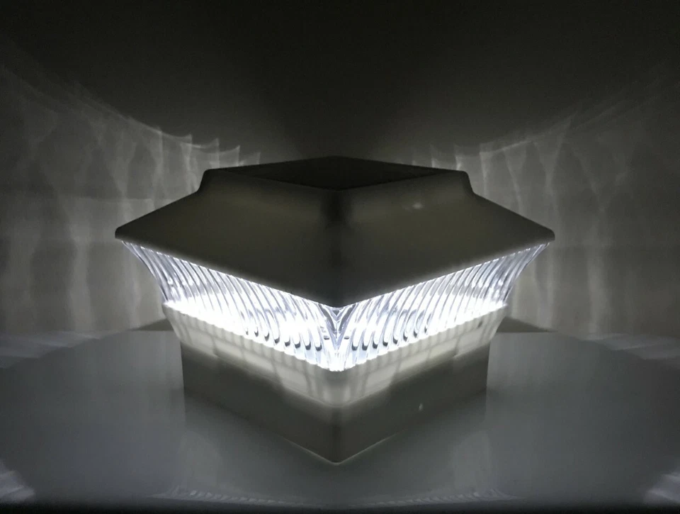 Set of 2/4/6/8/10/12 Outdoor Solar White 4"x4" PVC&Wood Fence Post Cap LED Light - Image 4 of 4