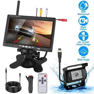 IMOUNTEK Wireless Backup Rear View Camera System Car 7" Monitor Night Vision For Truck RV