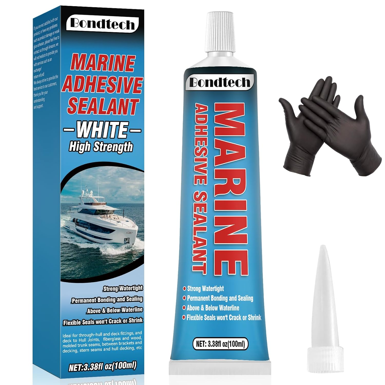 3.38oz White Marine Sealant – High-Strength UV-Resistant Waterproof Adhesive  