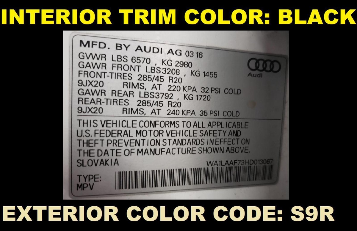 Audi Interior Color Codes