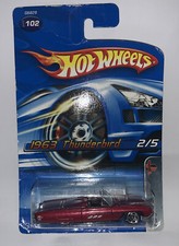 2005 Hot Wheels #102 Muscle Mania 2/5 1963 T-BIRD Red w/Chrome 5 Spoke Wheels