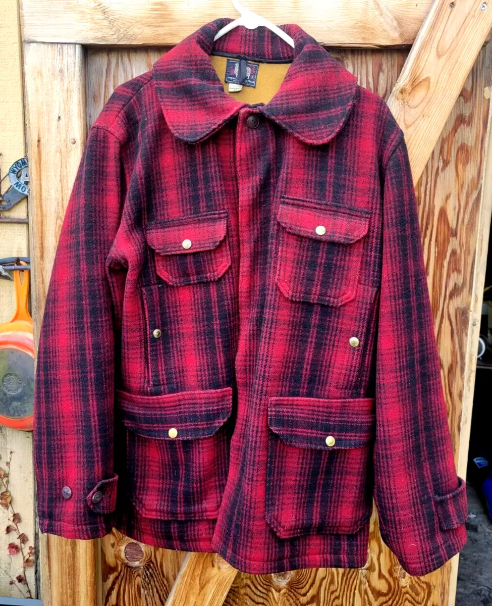 Vintage 1950s Woolrich Men's Hunting Jacket Wool Buffalo Plaid Coat Size 40