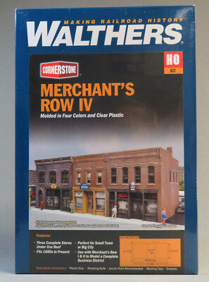 WALTHERS CORNERSTONE HO SCALE MERCHANT'S ROW IV KIT train building 933-4040 NEW