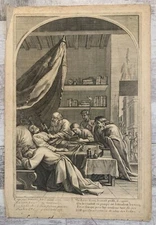 Eau forte 17th Eustache Le Sueur La Mort de Saint Bruno Order of the Carthusians