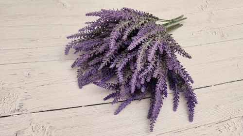 Artificial Lavender Flowers in Bundles Fake Silk Faux Lavender Plant Wooden Pots - Picture 10 of 77
