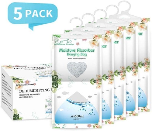 Hanging Moisture Absorber,Hanging Dehumidifier Bags for Closet,Bedroom and - Picture 2 of 8