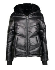 Steve Madden Women’s Ladies Warm Winter Black Faux Fur Lined Puffer Coat Size S 