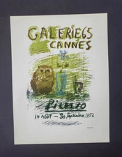 Pablo Picasso,Galerie 1965 Cannes Vintage Poster 1964 Platesigned