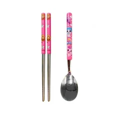 Catch! Teenieping Sparkling Slim Spoon Chopsticks Set - from Korea