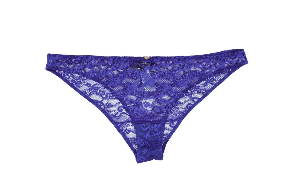 Calcinha de biquíni Versace feminina de renda azul tamanho 5/XL - Imagem 2 de 3