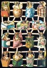 VICTORIAN STYLE DIE CUT PAPER SCRAPS MIXED DOGS ef7342 GERMANY