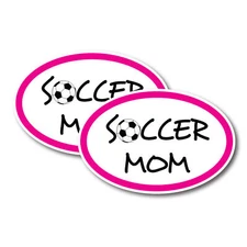 Magnet Me Up Soccer Mom Sports Pink Oval Magnet Decal, 4x6 Inches, 2 Pack