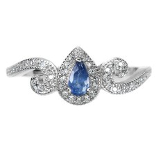 925 Sterling Silver Ring Pear Blue Sapphire 5x3mm Gemstone Jewelry Size 8.5