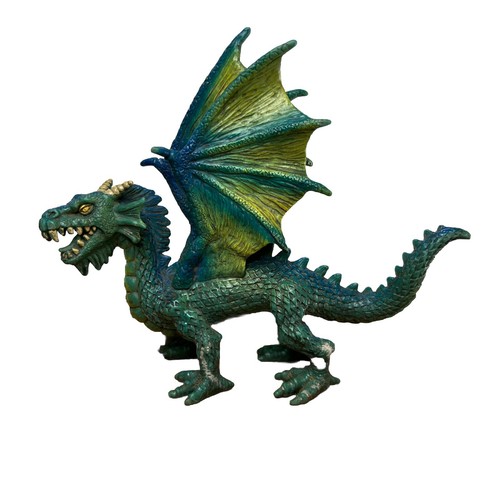 Vintage Dragon Figure Plastic Green Blue Yellow 2243 PI 5”