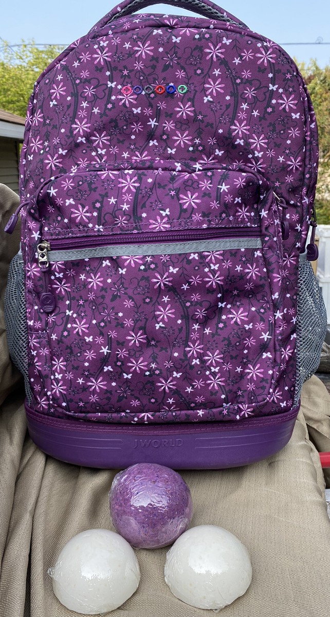 NWT J World Purple Rolling Backpack With Shower Steamers And One Bath  Bomb!