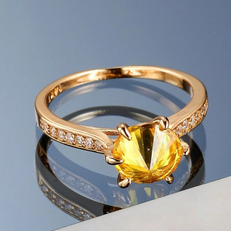 Yellow AAA CZ Bands Women's 14KT Yellow Gold Filled Wedding Stylish Ring Sz 6-10 - Image 4 of 4