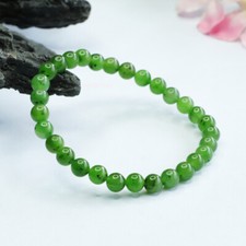 Natürliches Hetian Jade Armband für Frauen 6 mm Grün Rund Perlen Jaspis Armband