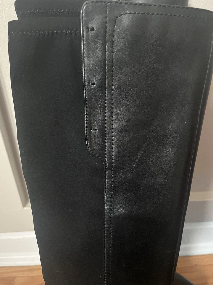 Botas hasta la rodilla Tahari Gomma de cuero negro y tela elástica para mujer talla 6 Foto 4 de 4