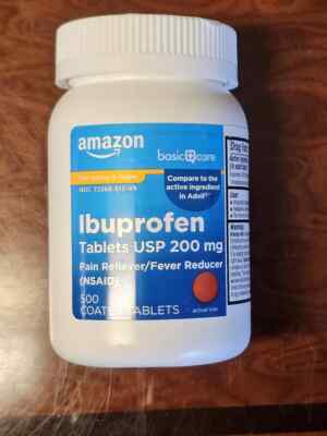 2x Amazon Basic Care Ibuprofen Tab 200 Mg, Pain Reliever/Fever Reducer, 500 Ct
