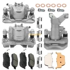 Front & Rear Brake Calipers w/Pads for Honda Pioneer 500 520 700 SXS 2014-2023