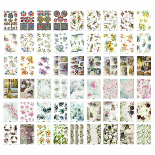 Rice Paper for Decoupage Scrapbook Craft A4 Floral sheet - 第 1/55 張圖片