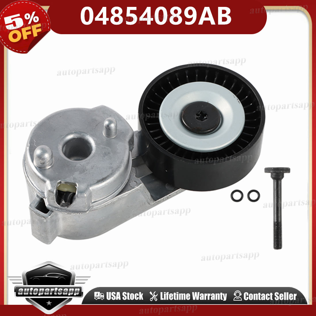 Belt Tensioner Assembly with Pulley for 99-04 Jeep WJ TJ Grand Cherokee Wrangler