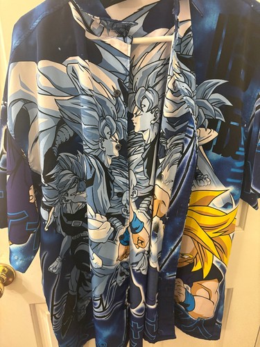 Vintage Y2K 2001 L DBZ Gohan/Piccolo/Trunks/Goku/button up shirt Made In Korea - 第 4/5 張圖片