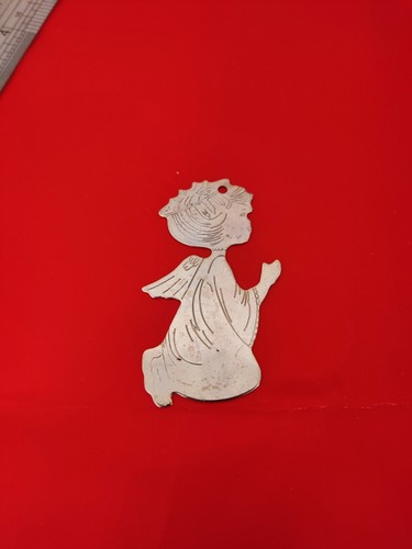 Ciondolo angelo vintage grande tono argento 1" x 2 1/4" - Foto 2 di 3