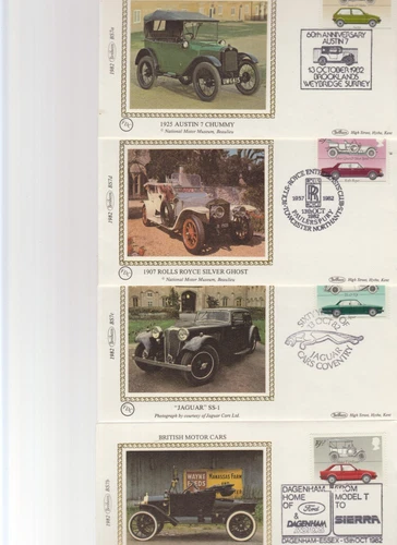 British First Day Covers Benham Small Silks British Motor Cars 1982