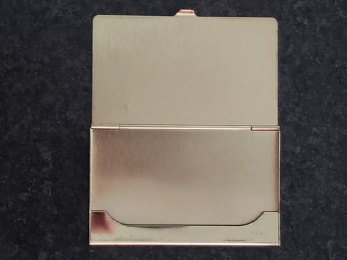 Porta carte vintage Battat Buisness tono oro e nero con scatola E70 *FO  - Foto 3 di 4