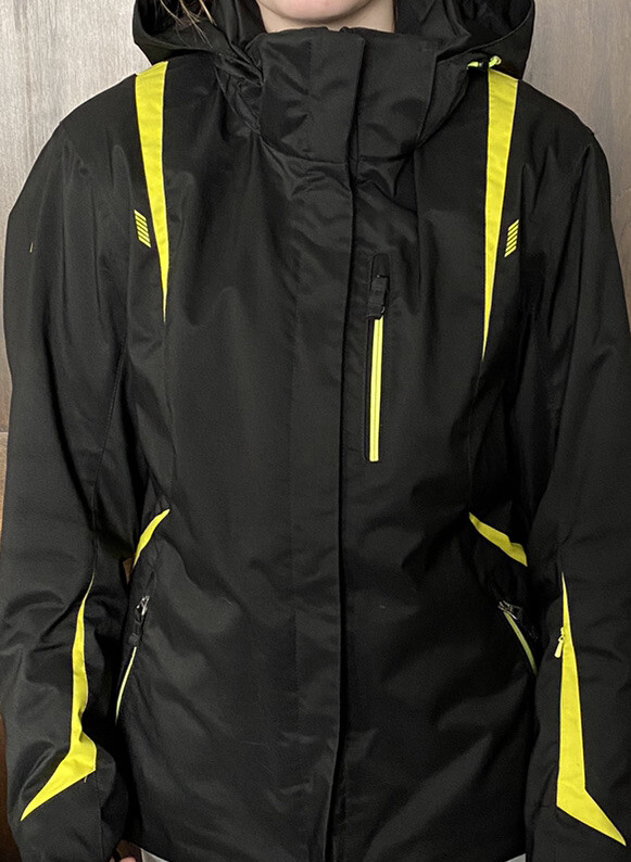 Descente Ski Snowboard Jacket Womens Black/Yellow Sz 12 Removable