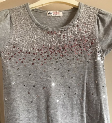 H&M Grey Sequined Tunic Age 6-8 - Picture 2 of 5