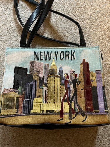Vtg Frankie & Johnnie Handbag Purse Pocketbook "New York " Skyline - Picture 2 of 6