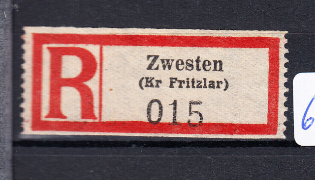 63299) Dt Reich Reco-Zettel Zwesten (Kr Fritzlar) 63299) Dt Reich Reco-Zettel Zwesten (Kr Fritzlar)