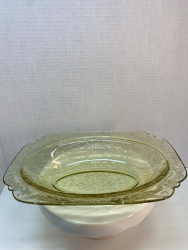 Vintage 1930s Federal Glass Madrid Yellow Amber 10" Oval Bowl - Picture 15 of 15