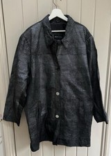 Beth Terrell Leather Jacket Xxxl Ladies Black & Silver Snakeskin Jacket New Bnwt