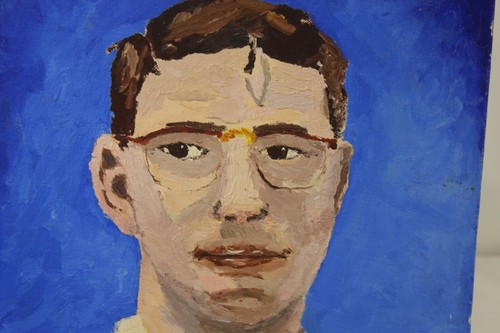 Original Portrait Oil Painting Man Wearing Glasses Button Shirt ABEN MOSHE - Picture 11 of 12