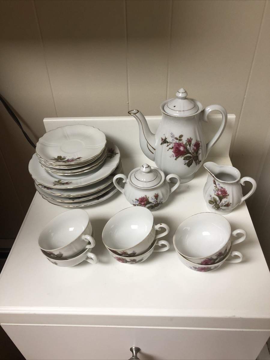 Rose、*****、JAPAN食器&皿セット Vintage Moss Rose 23 Pcs. Tea Set Japan Service For 6 by