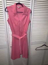 Vintage Kay Windsor Sleeveless Pink Dress Design Polyester Size 18 Matching Belt