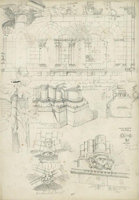 Thomas Henry Watson (1839-1913) Bleistiftzeichnung - bei Creil Frankreich Architektur