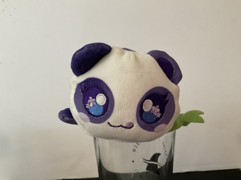 APHMAU MeeMeows Panda Cat  6” Plush Purple w Tiny Flowers In Eyes