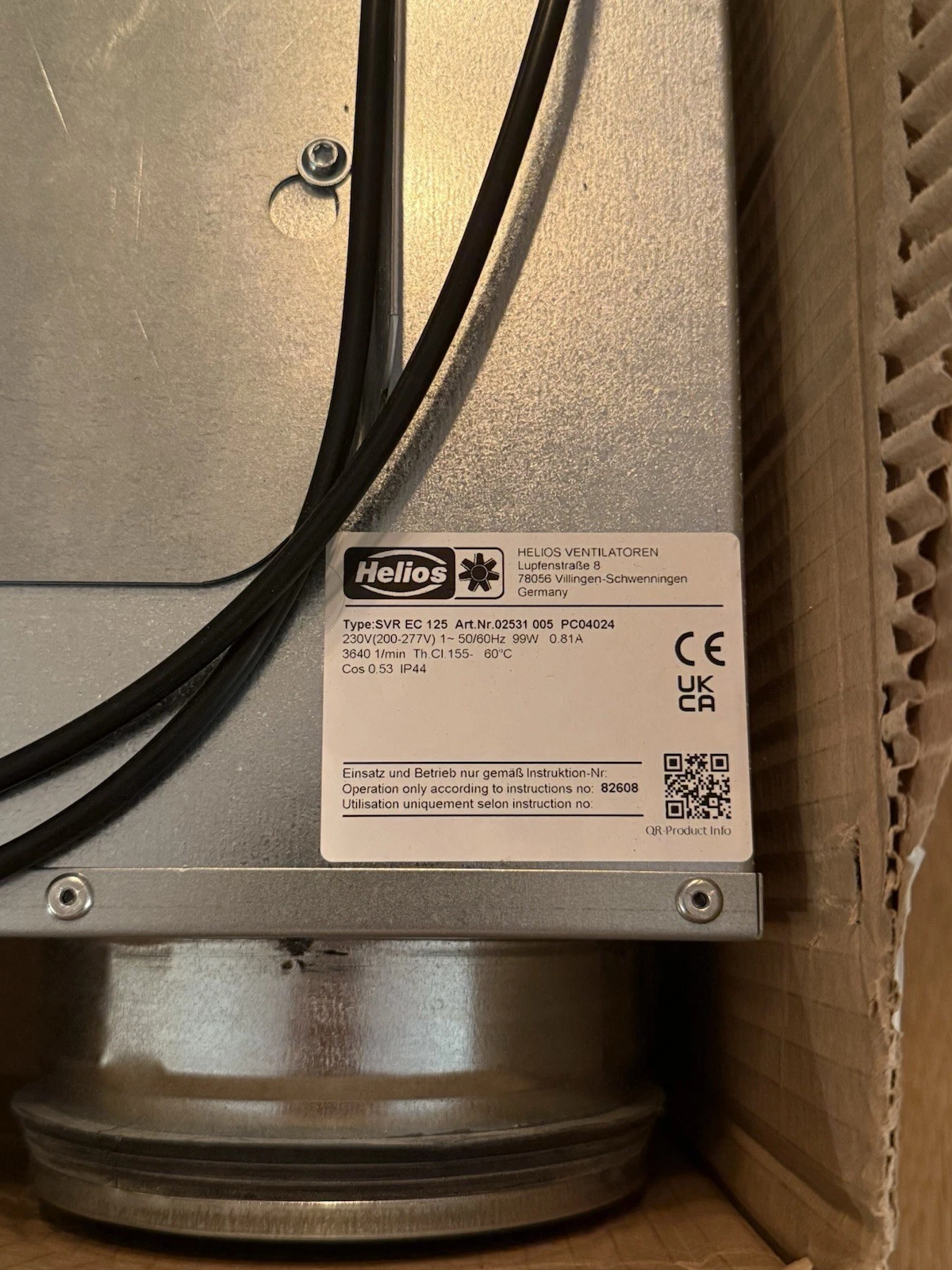 Helios SVR EC 125 SlimVent Centrifugal Fan - Brand New Box Damaged 4