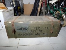 Vecchia Cassa Baule Contenitore In Legno Militare Vintage Antico Militaria NBC