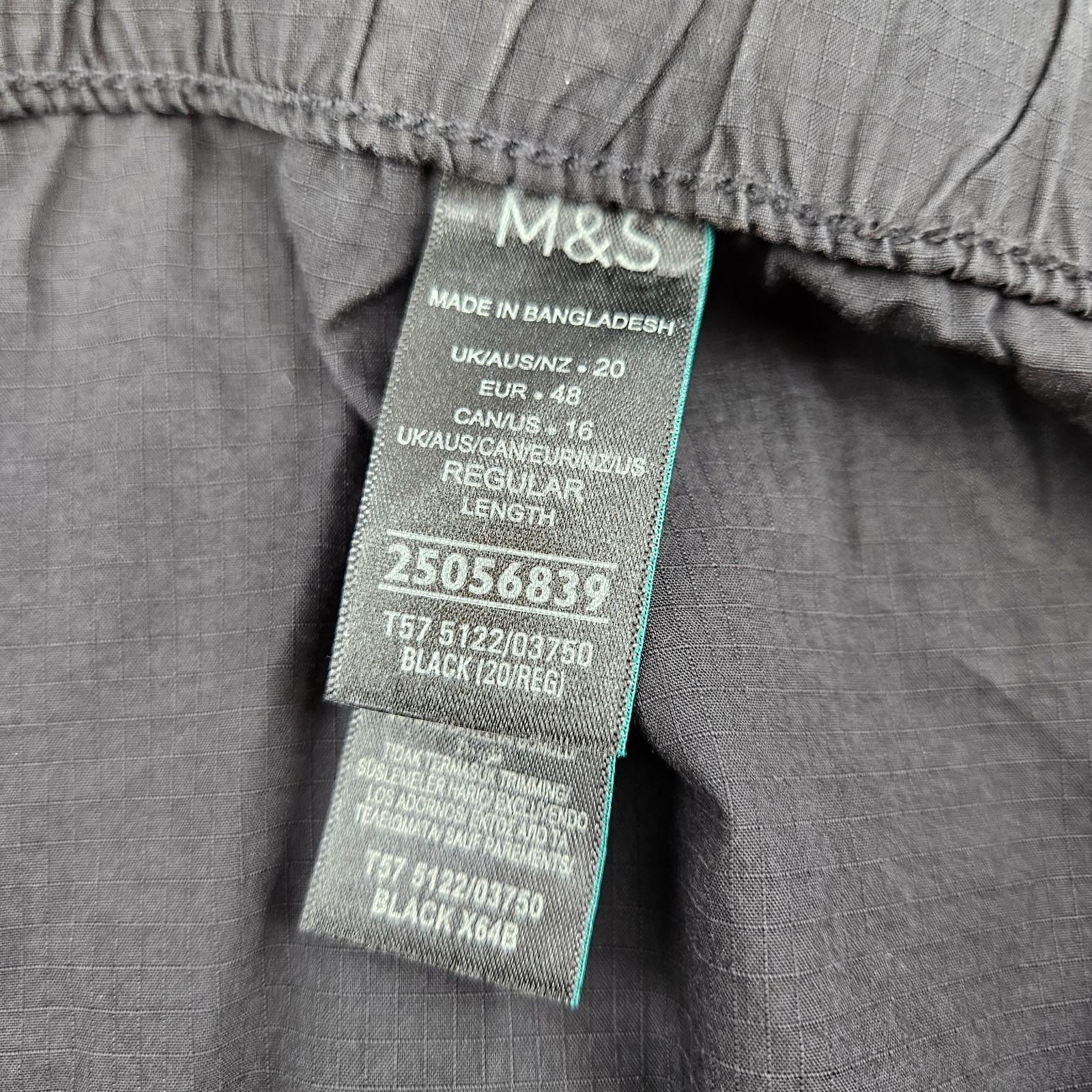 M&S Womens Black Cargo Midi Skirt UK 20 Regular 100% Cotton Ripstop Drawcord image 6